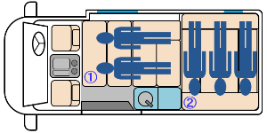 キャンピングカーバーデン就寝状態図