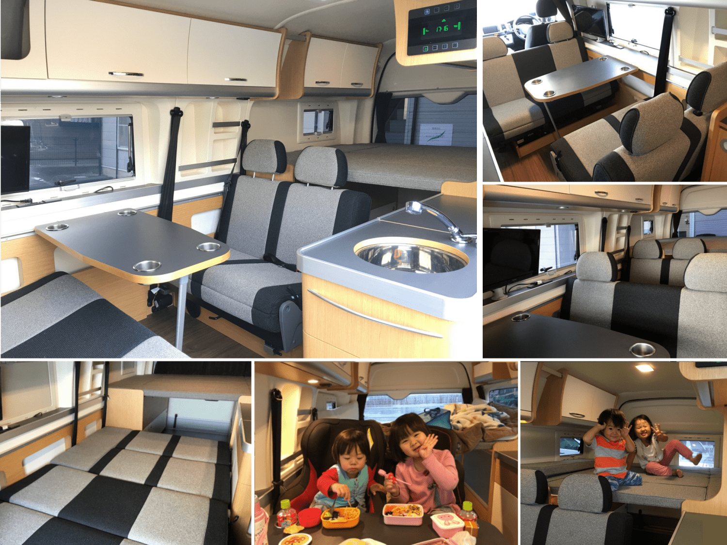 キャンピングカー室内、ベッド